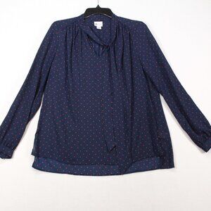 Stylus Blouse Women's Medium Blue Long Sleeve Polka Dot